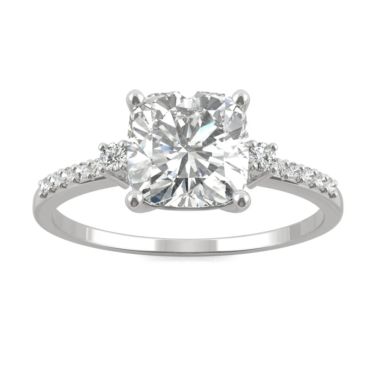 Charles &amp; Colvard Charles &amp; Colvard 7mm Cushion Moissanite Engagement Ring 14K White Gold size 5 1.81cttw DEW — product photo