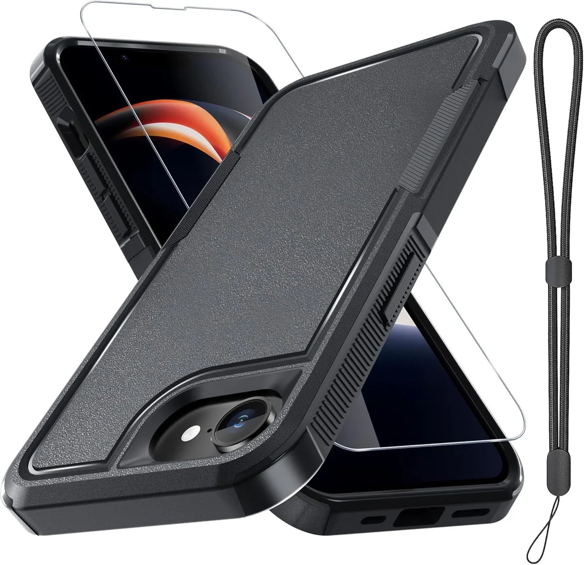PISKEKAT PISKEKAT iPhone 16E Case with Screen Protector Black Matte 2025 — product photo