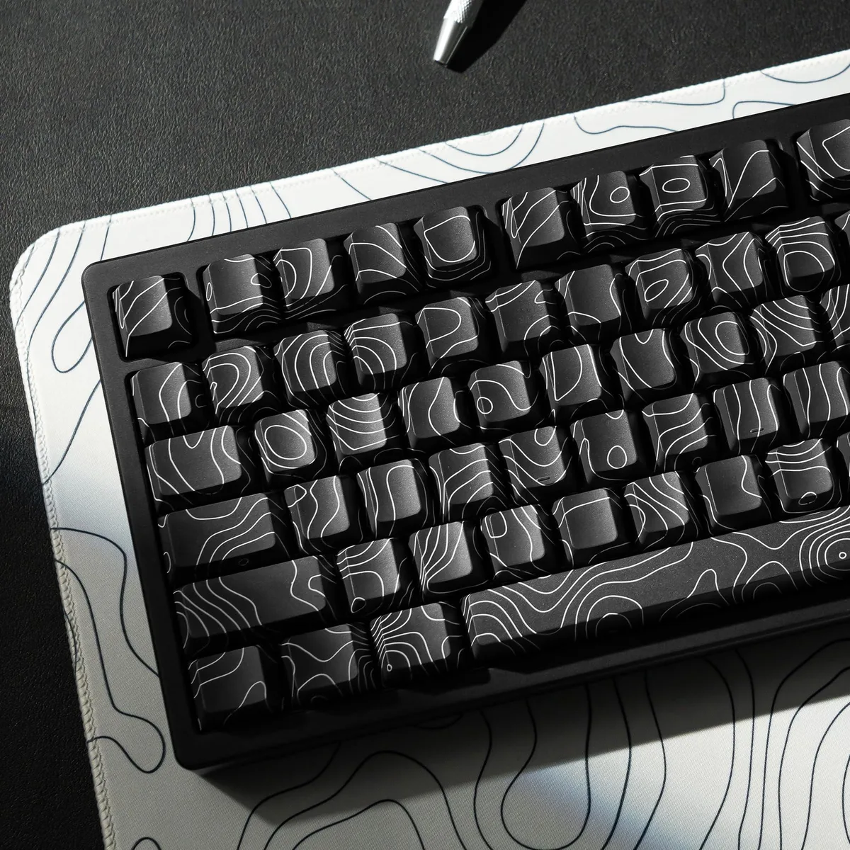 Womier Womier Black Topographic PBT Keycap Set 130 Keys Cherry Profile — product photo