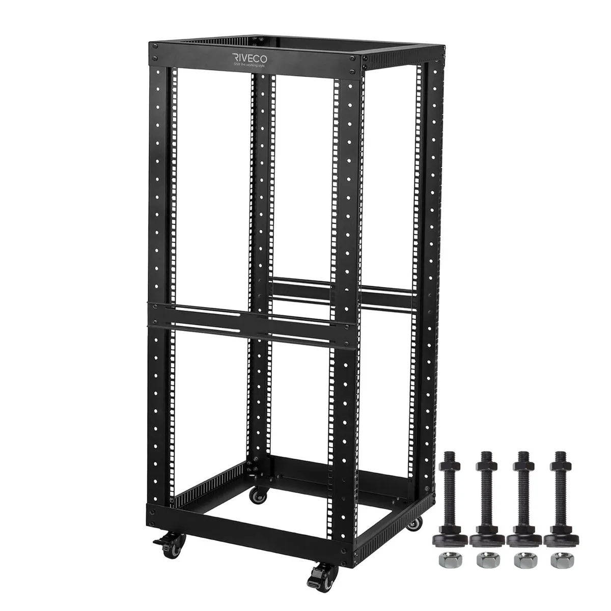 BESIGN BESIGN 25U 19-inch Open Frame Server Rack with Wheels 2 in 1 accessory — product photo