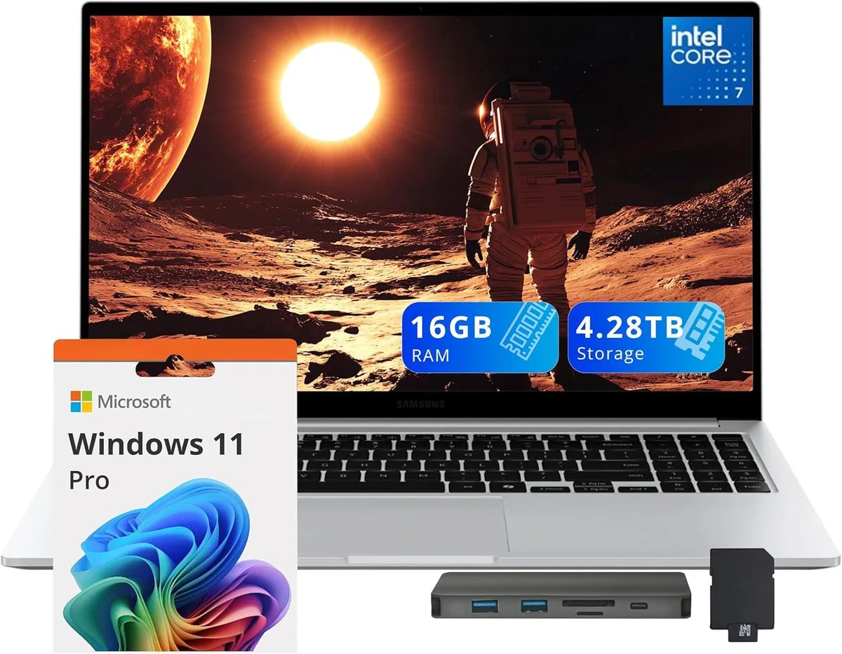 SAMSUNG SAMSUNG Galaxy Book4 15.6" Business Laptop, Core 7 150U, 16GB, 4.28TB (4TB SSD + 288GB Dock), Silver — product photo