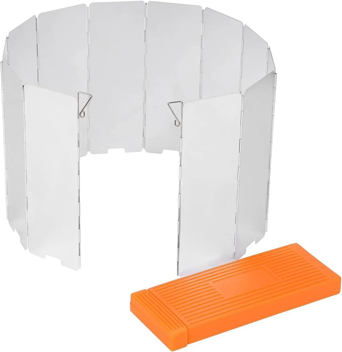 Twelve-panel anodised aluminium windscreen folded in hard-shell case