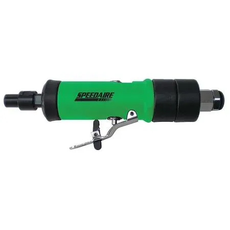 Silver straight die grinder with barrel grip and 1/4 in NPT female air inlet