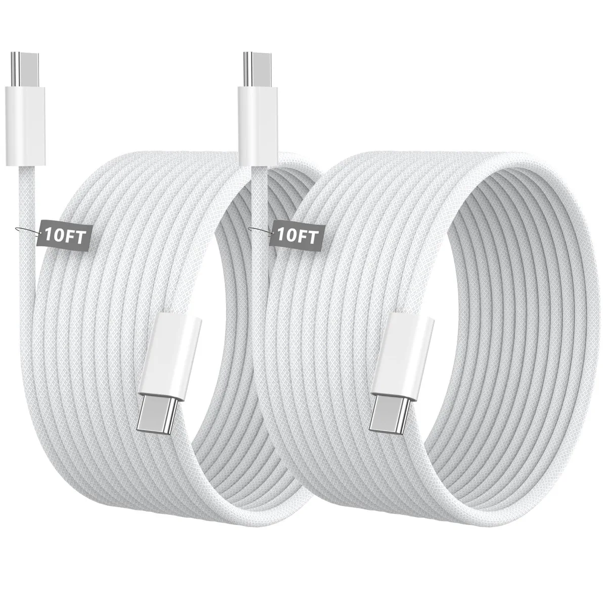 FUHAYA AKUSFBA-224 USB-C to Lightning cable 10 ft 2-pack white — product photo