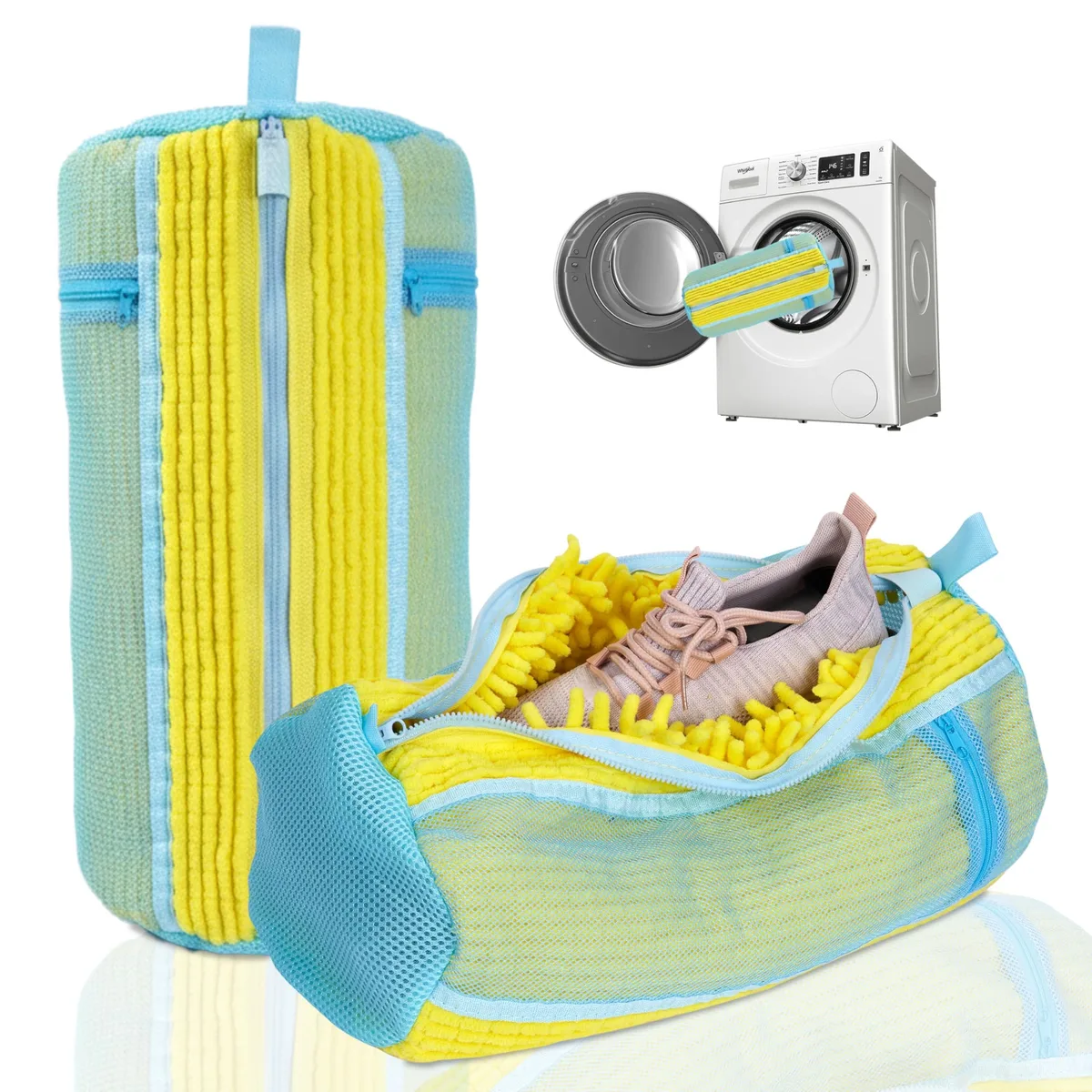  REAL HOME Innovations Shoe Washing Bag 2 Pcs Chenille 15.2 x 6.9 in Yellow — product photo