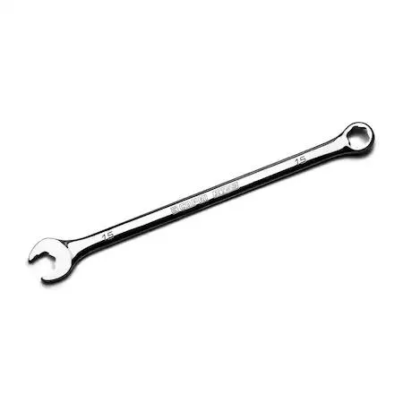 Capri Tools 15 mm combination wrench, chrome finish, extra-long handle, offset box end