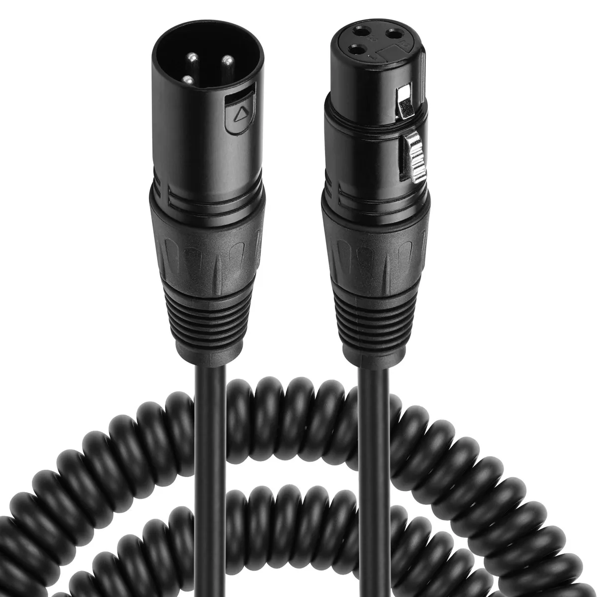  CERRXIAN XLR Coiled Microphone Cable Male to Female 2.2 ft / 8 ft Black — product photo