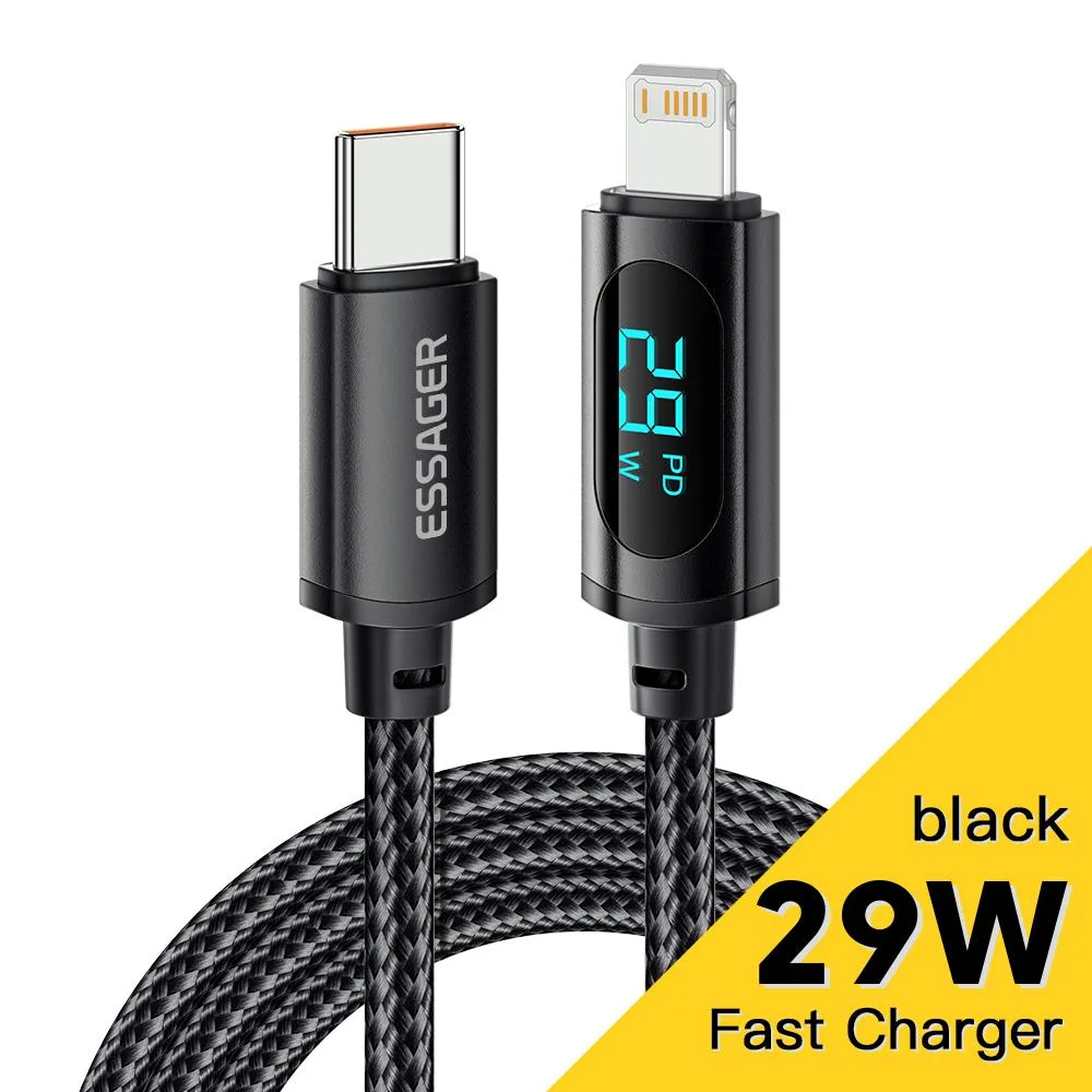 LUOM LUOM Essager XRI USB-C to Lightning Cable 29W 3.3FT Black — product photo