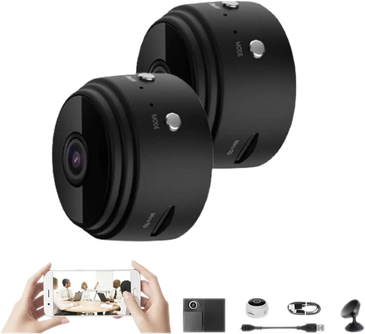 NaSR NaSR Magnetic Mini Security Camera 1080p Black 2pcs — product photo
