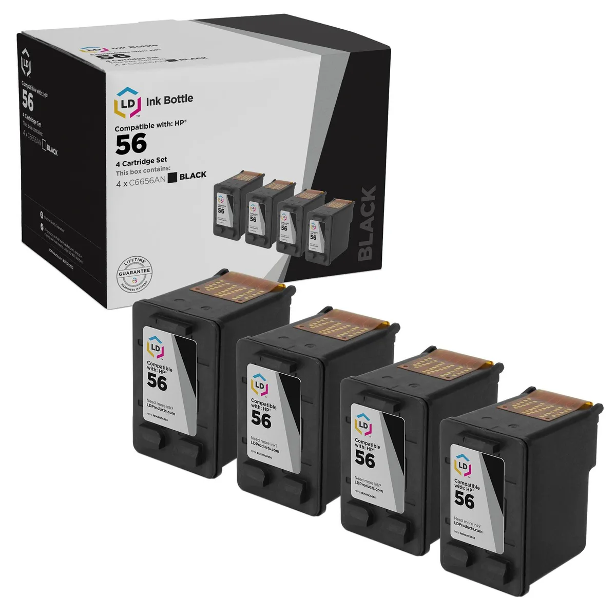 LD Products LD Products HP 56 C6656AN Black Ink Cartridge 4-Pack — product photo