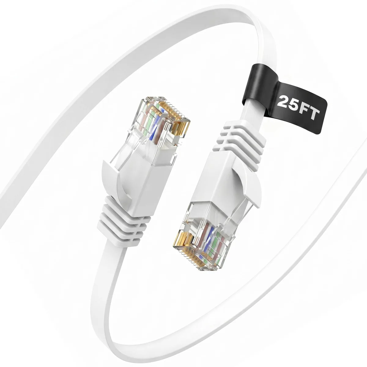 No Sew No Sew Flat Cat 6 Ethernet Cable 25 ft White — product photo