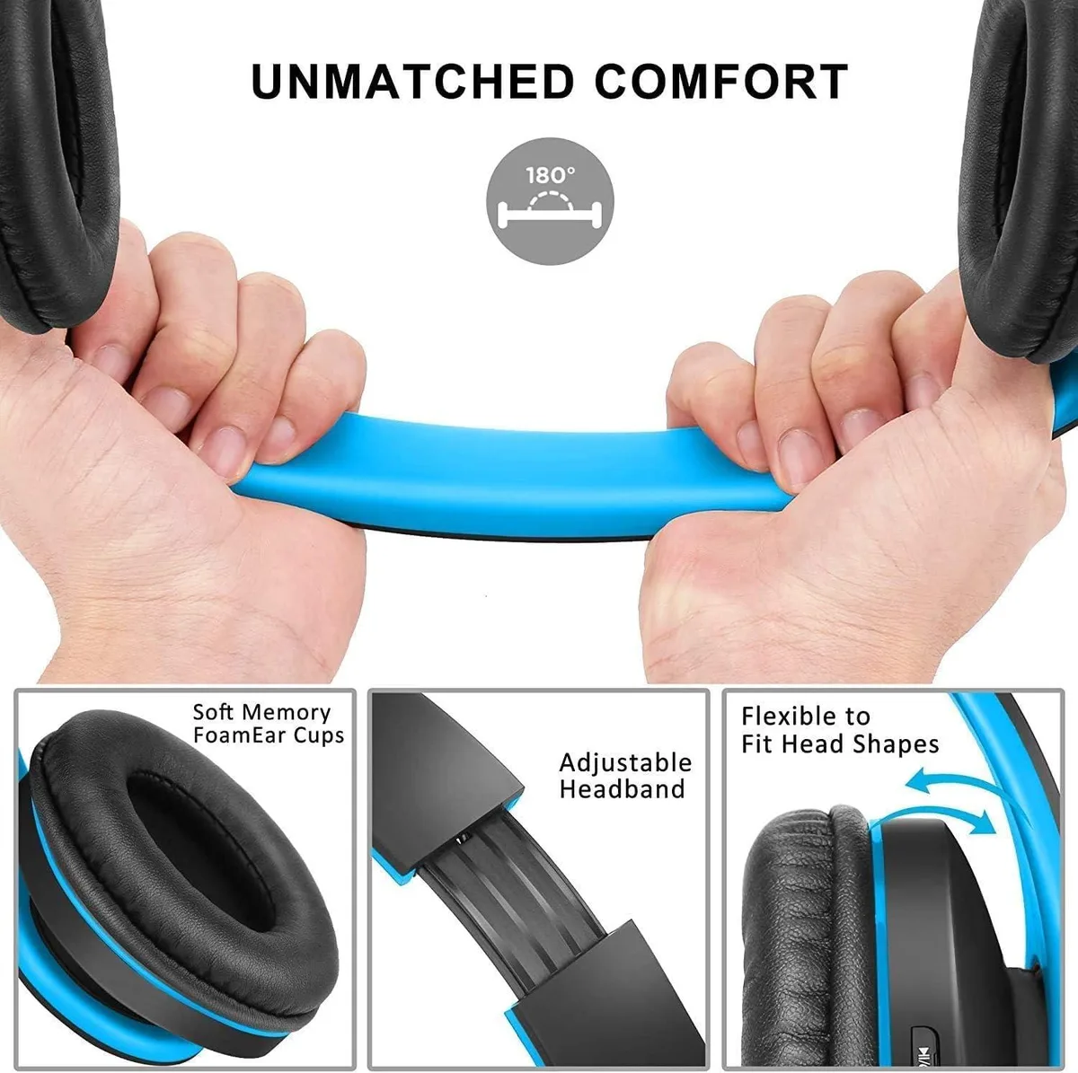 TUKO TUKO Foldable Wireless Wired Headphone Black/Blue 3.5mm — product photo
