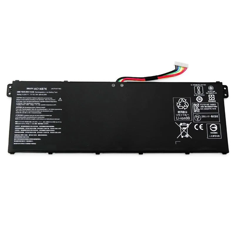 Rectangular black lithium-polymer laptop battery, 50.7Wh