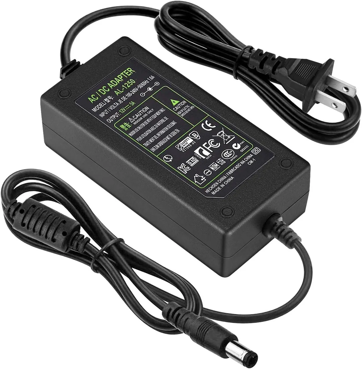 PISKEKAT PISKEKAT 12V 5A Power Adapter US Plug 4.6FT Cord 5.5x2.5mm Jack — product photo