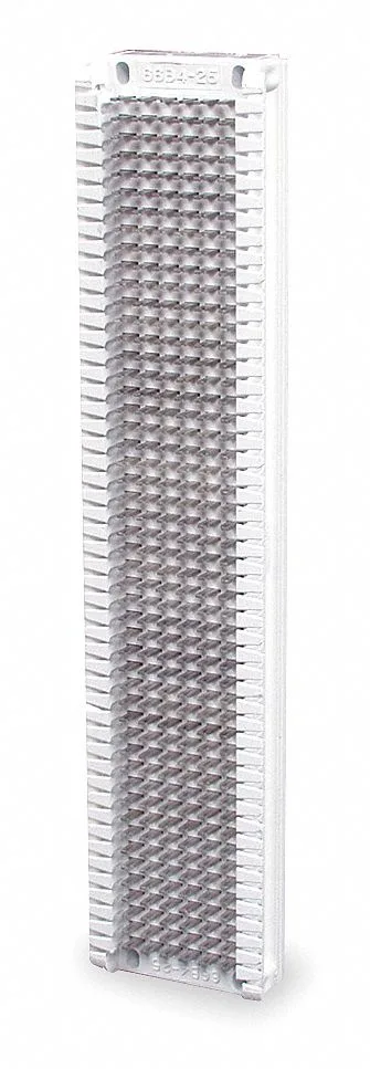 Hubbell 66 B wiring block, 25-pair, 6 by 50 clips, rectangular white plastic body with metal IDC terminals, no attached legs