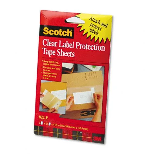 3M 3M 822P Clear Label Protector Tape Sheets Pack of Two 25-Sheet Pads — product photo