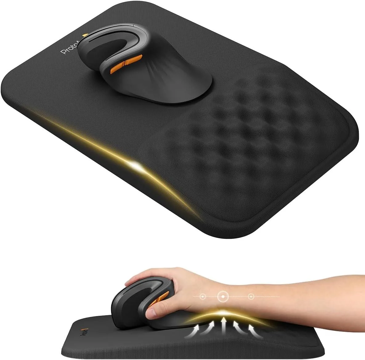 BAOFENG BAOFENG MP50 Ergonomic Mouse Pad with Wrist Rest 30 × 19.5 × 4 cm Black — product photo