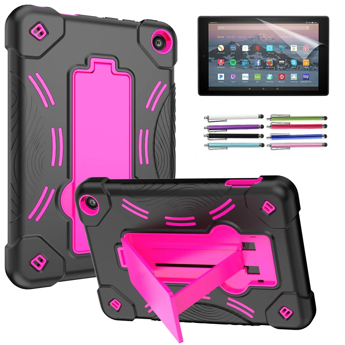 anicestore anicestore laptop case for Amazon Fire 7 12th Gen 2022 Black Pink — product photo