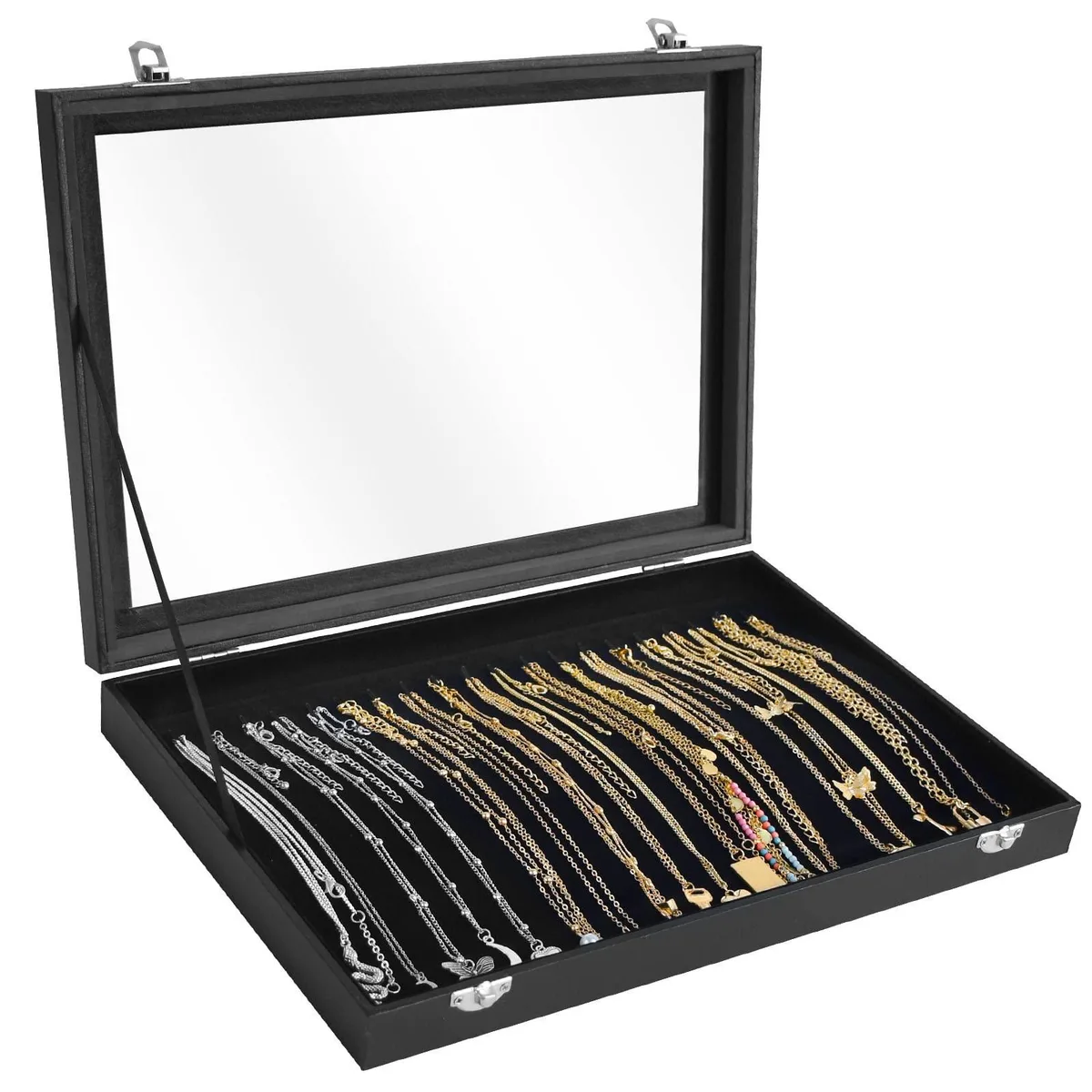  Siveit Necklace Organizer Box 20 Hooks 13.9 x 9.6 x 1.8 in Black — product photo