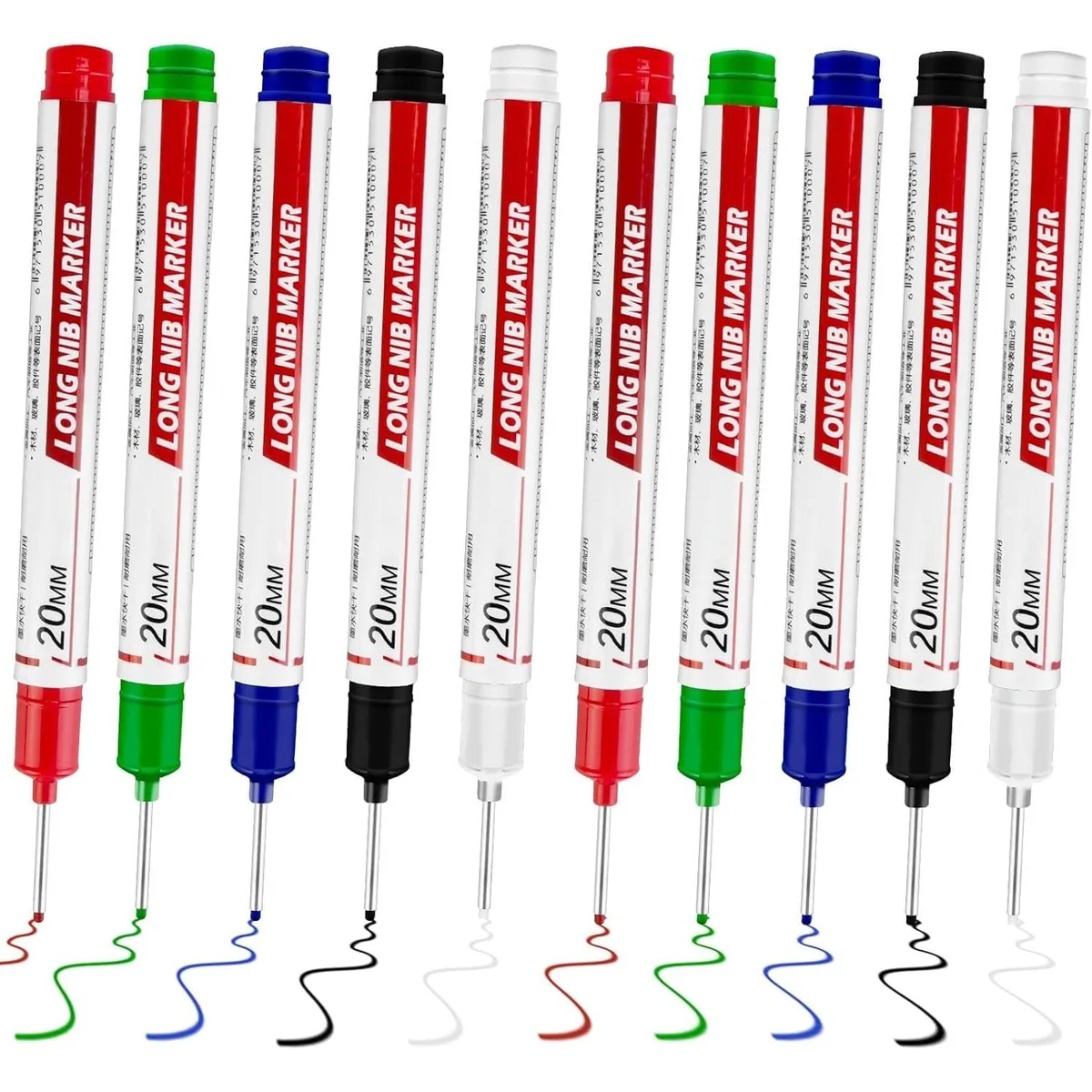  10 Pcs Long Head Deep Hole Marker 20mm Nib 2025 — product photo