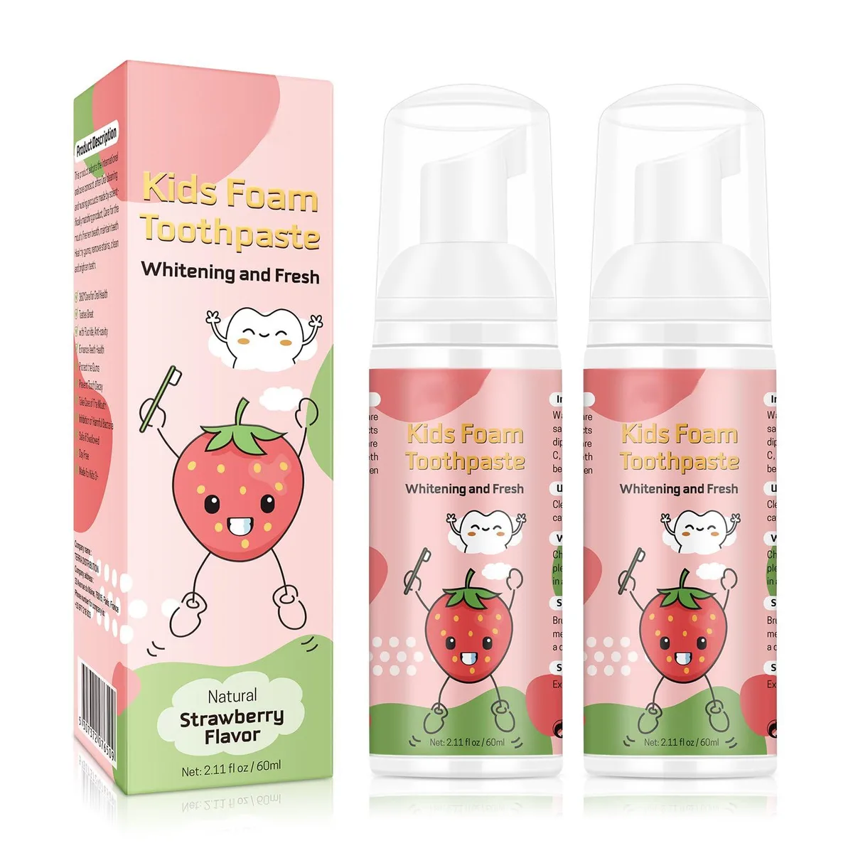  FRDUGA Kids Foam Toothpaste 2PCS Strawberry LL30983X2 — product photo
