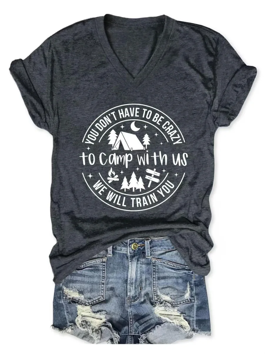  TOTWOW V-Neck Graphic T-Shirt Women Dark Gray XL 65% Cotton 35% Polyester — product photo