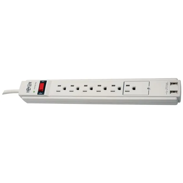 Tripp Lite Tripp Lite TLP606USB surge protector 6 outlets 6ft cord 990 joules 2.1A USB — product photo