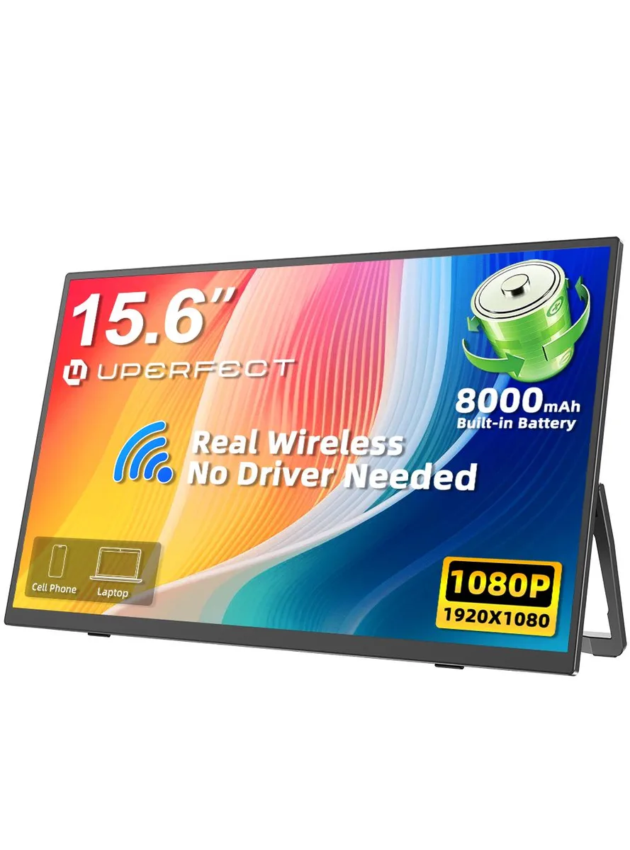 Uperfect Uperfect 15.6" FHD Portable Monitor Wireless Battery Speakers — product photo