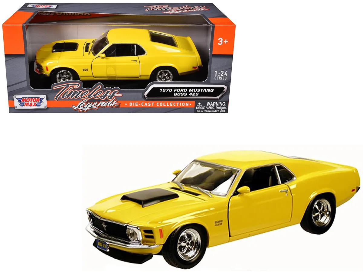 MOTORMAX MOTORMAX 1970 Ford Mustang Boss 429 Yellow 1/24 Diecast Hobby Collectible — product photo