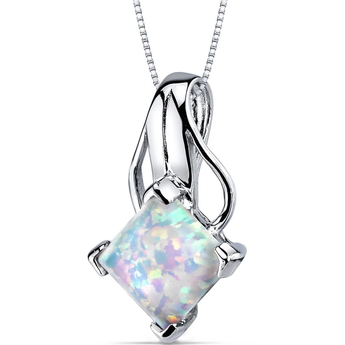 Oravo Oravo Opal Pendant Necklace Sterling Silver Princess Cut 2.00 Carats 18 in — product photo