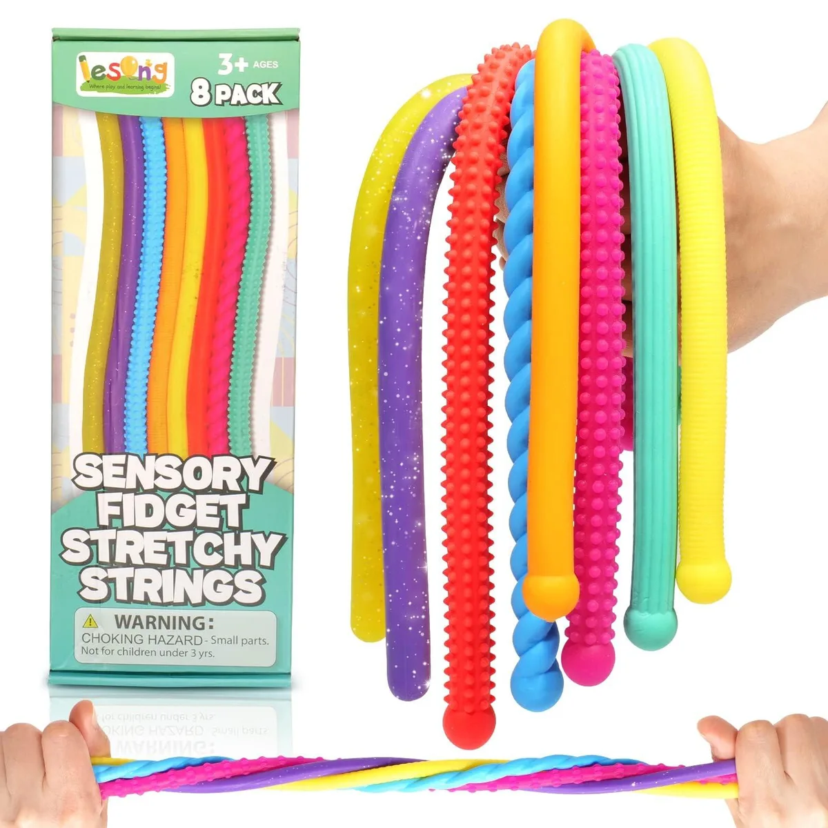 LESONG Textured Stretchy Fidget Noodles 8 Pack — product photo
