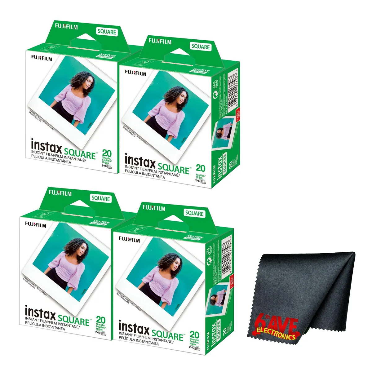 FUJIFILM FUJIFILM instax SQUARE Instant Film 80 Exposures with Microfiber Cloth — product photo
