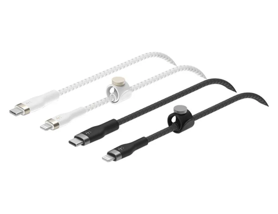 Belkin Belkin BOOSTCHARGE PRO Flex USB-C to Lightning Cable 2-Pack 6.6 ft Black White — product photo