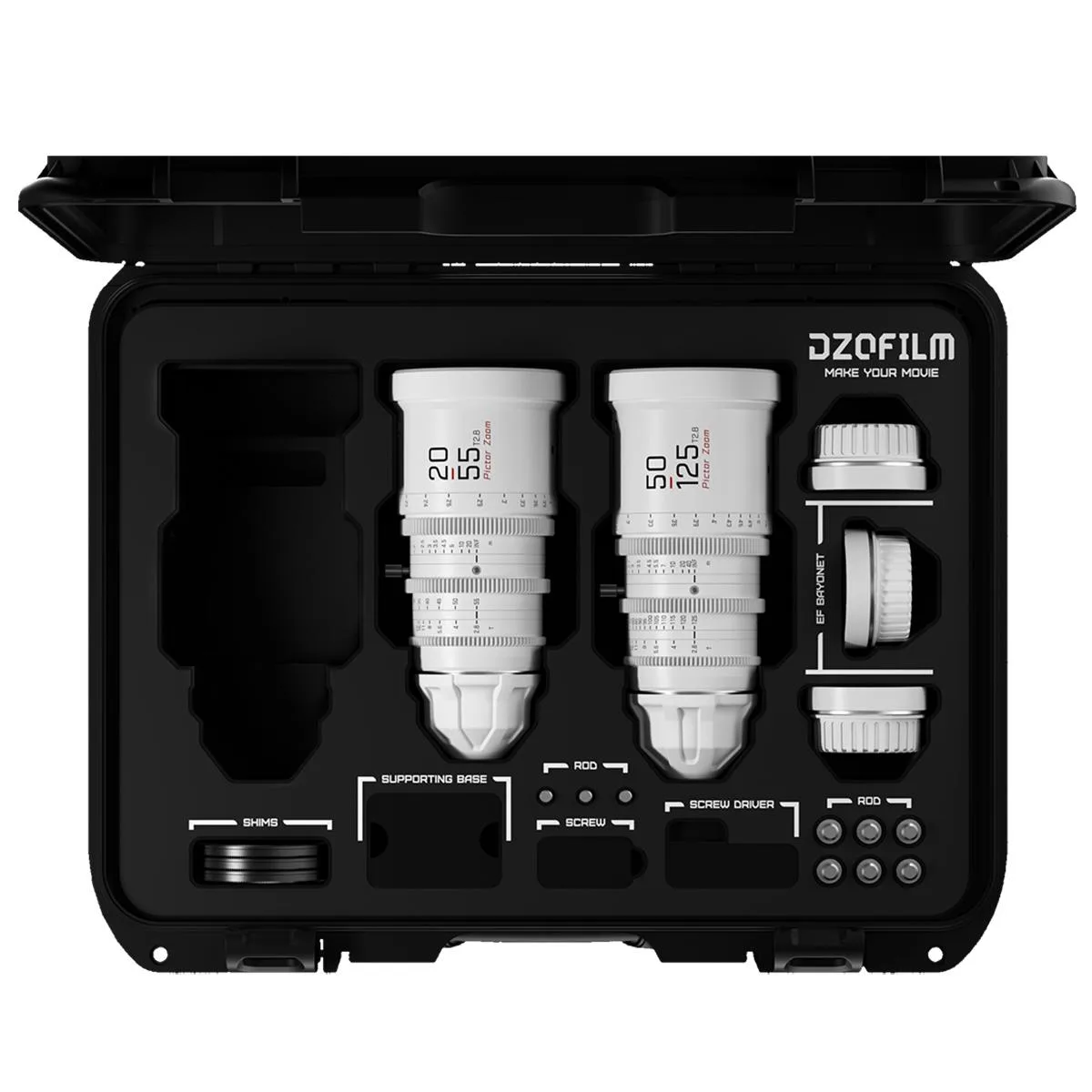DZOFILM DZOFILM Pictor 20-55mm & 50-125mm T2.8 Super35 Cine Lens Bundle, White — product photo