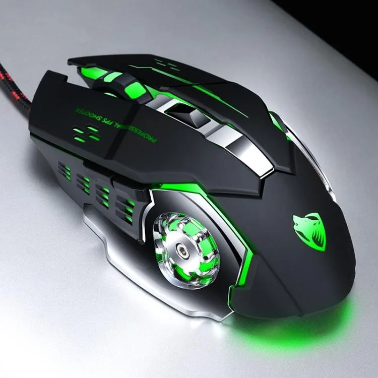 eForChina eForChina T-WOLF V6 Gaming Mouse 6 Button 3200 DPI 1.5 m Cable Black Silver — product photo
