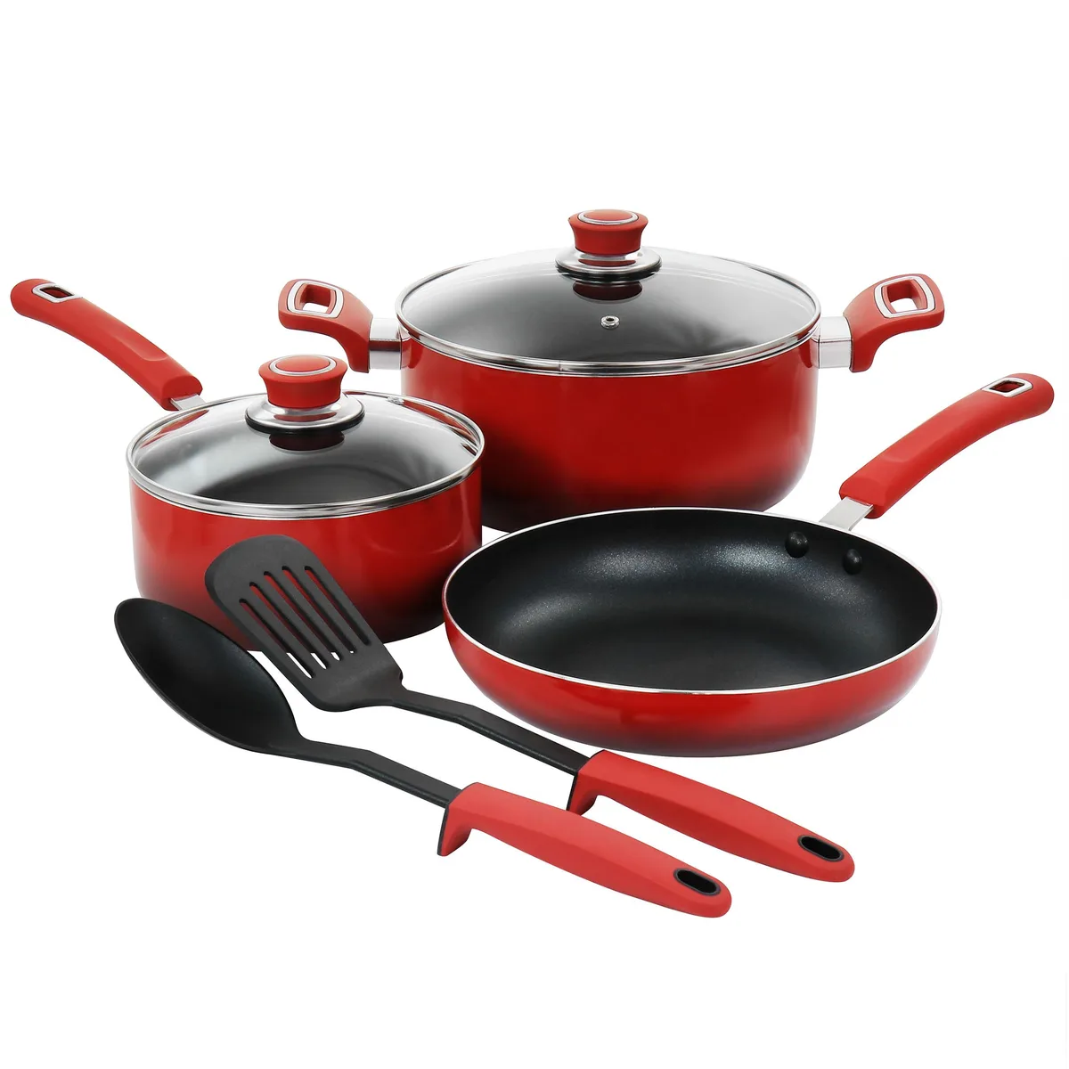OSTER OSTER 510116646M 7 Piece Non-Stick Aluminium Cookware Set Red — product photo