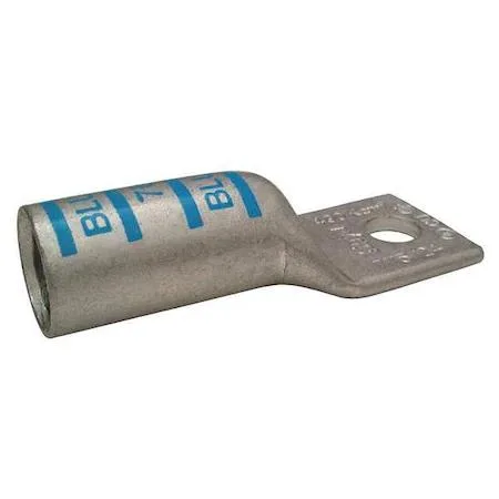 Copper compression lug, long barrel, one hole, blue colour code