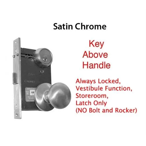 Marks USA Marks USA 22DW/26D Satin Chrome Right Hand Mortise Lockset Vestibule Latch Only Single Cylinder — product photo