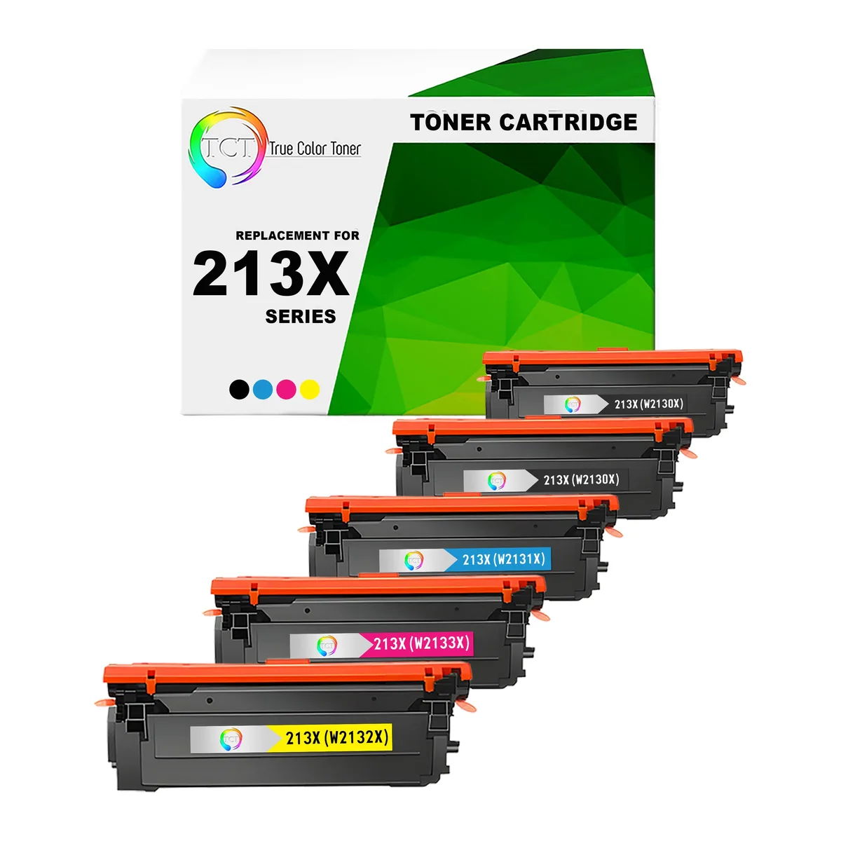TCT TCT 213X High Yield Toner Cartridge 5 Pack (W2130X W2131X W2132X W2133X) — product photo