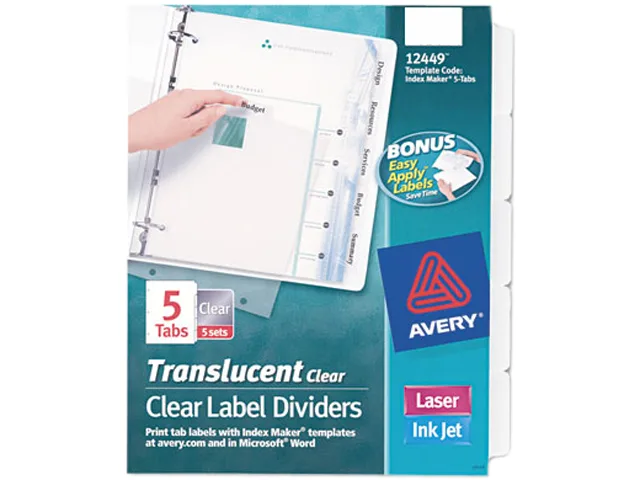 Avery Avery 12449 card filing dividers, 5-tab, 5 sets — product photo