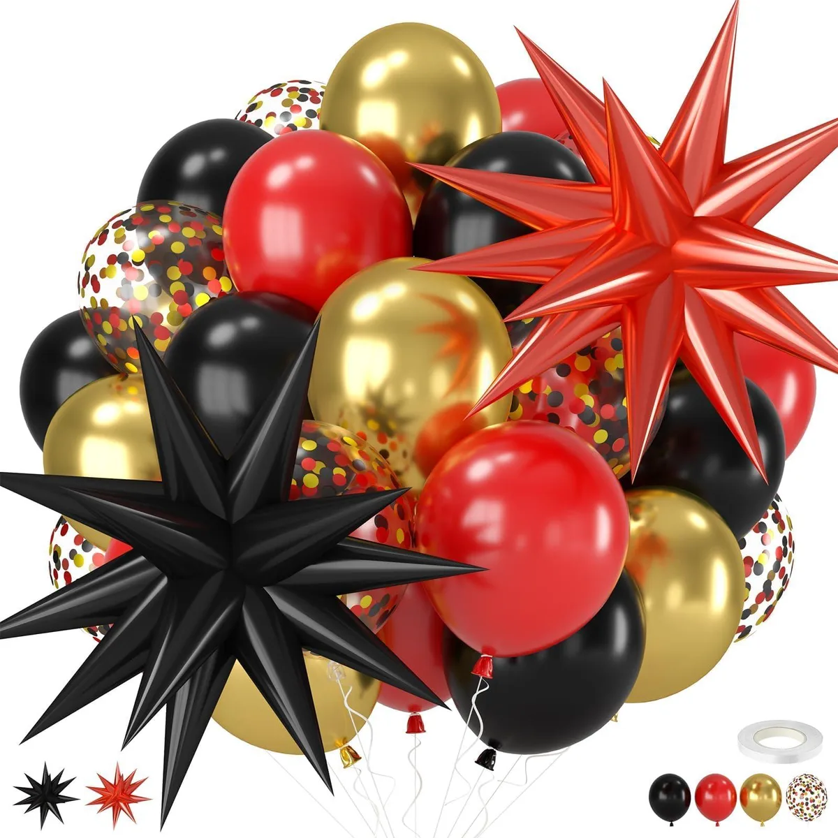  Saxuxu Red Black Gold 12 Inch 30 Pcs Casino Birthday Balloons — product photo