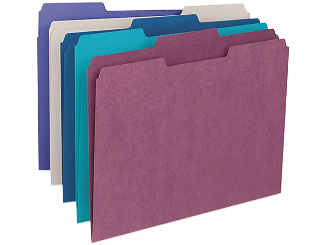 Smead Smead 11948 File Folders, Letter, 1/3 Cut Top Tab, Assorted Colors, 100/Box — product photo