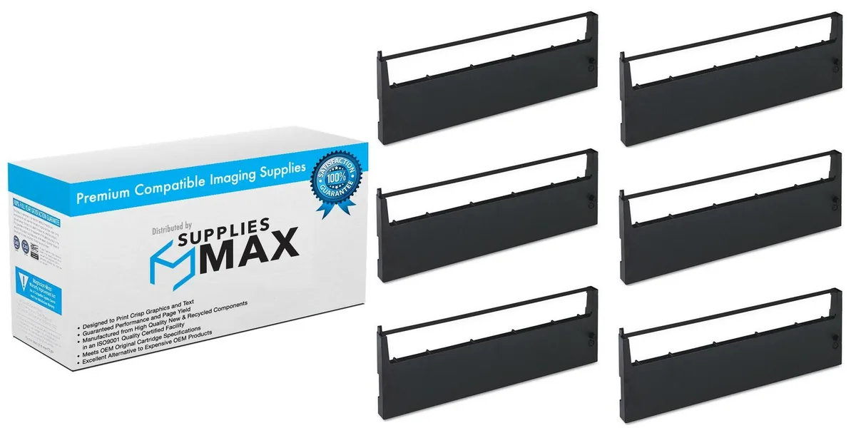 SuppliesMax SuppliesMax DPSR0040 Black Printer Ribbons 6 Pack — product photo