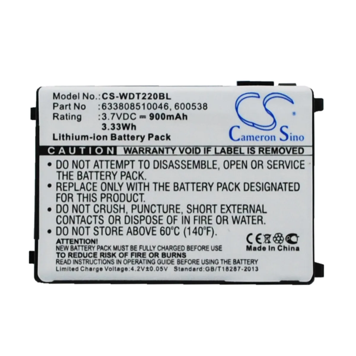 Centenex Electronics Centenex Electronics DS-CS-WDT220BL barcode scanner battery Li-ion 3.7V 900mAh black — product photo