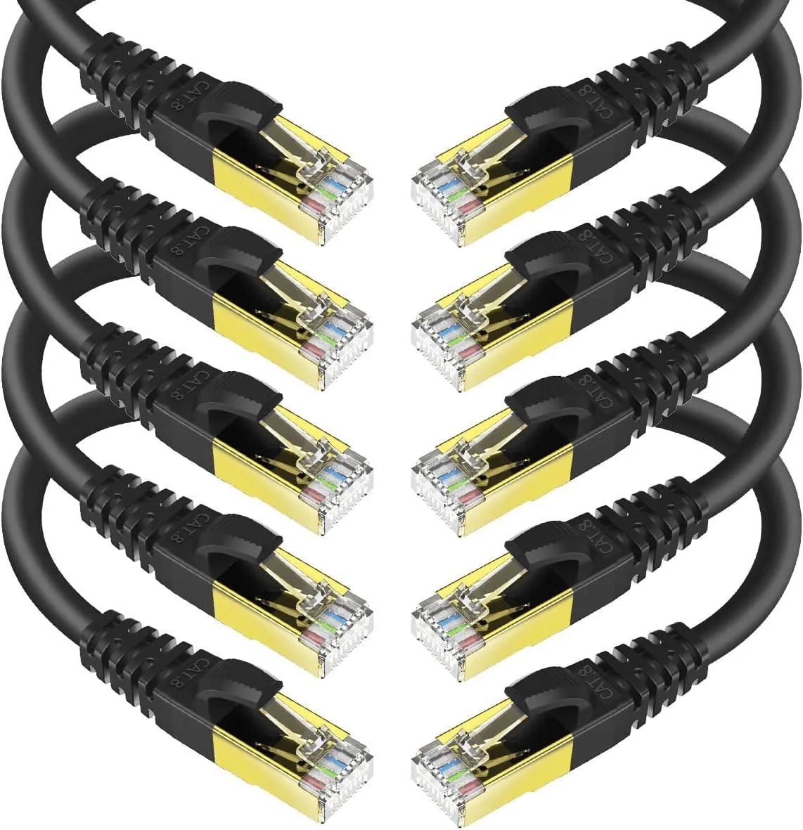 BFKK BFKK CAT8 Network Ethernet Cable 1 ft Black SFTP 10 Pack — product photo