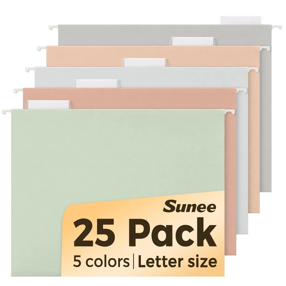 Box of 25 pastel hanging file folders with tabs