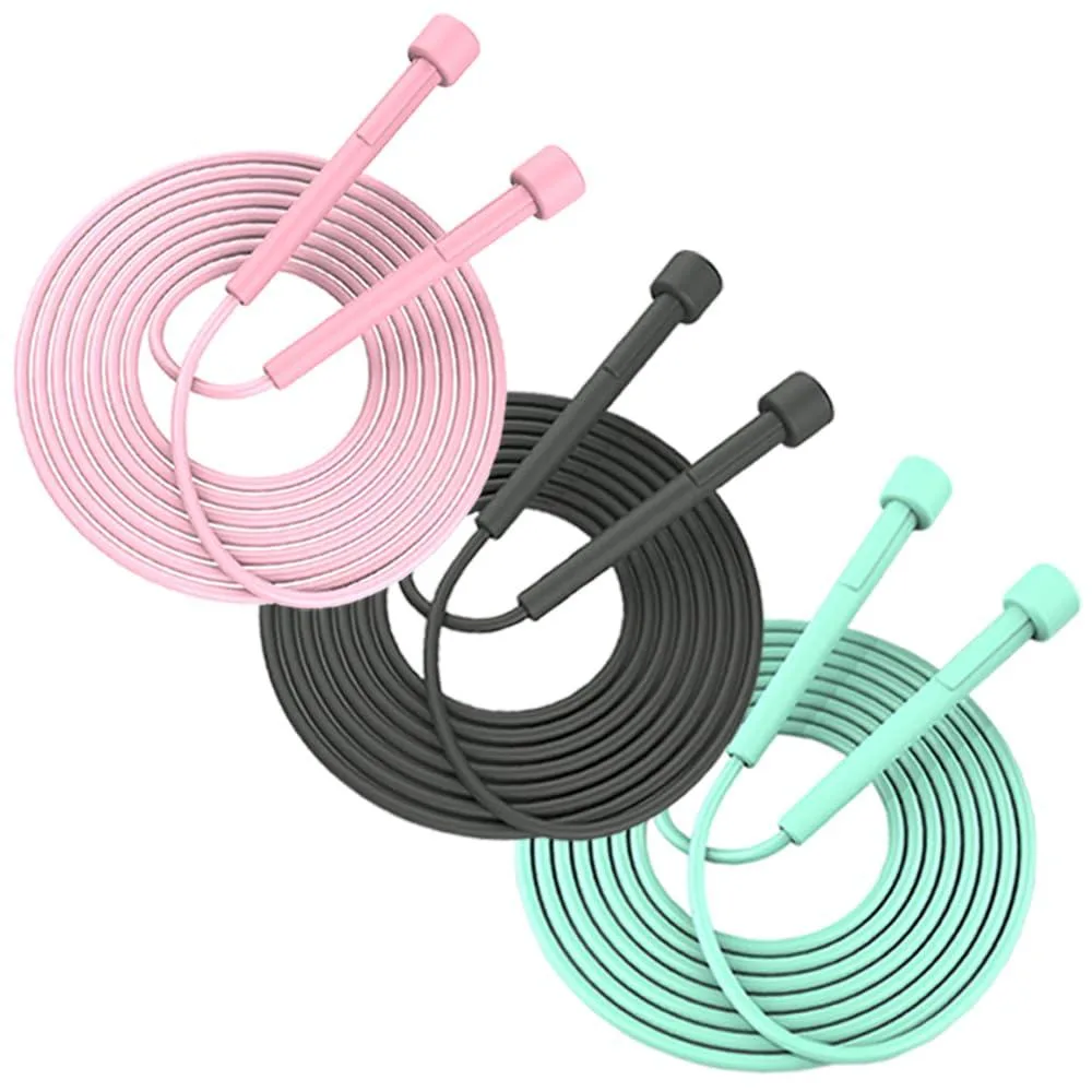 Three nylon jump ropes with adjustable handles coiled together