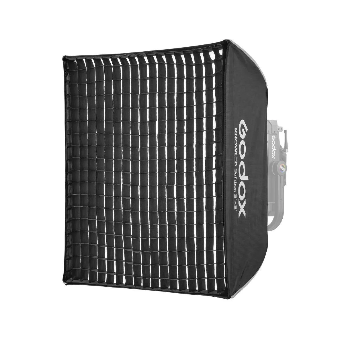 Rectangular softbox with silver interior and grid for P600R LED panel
