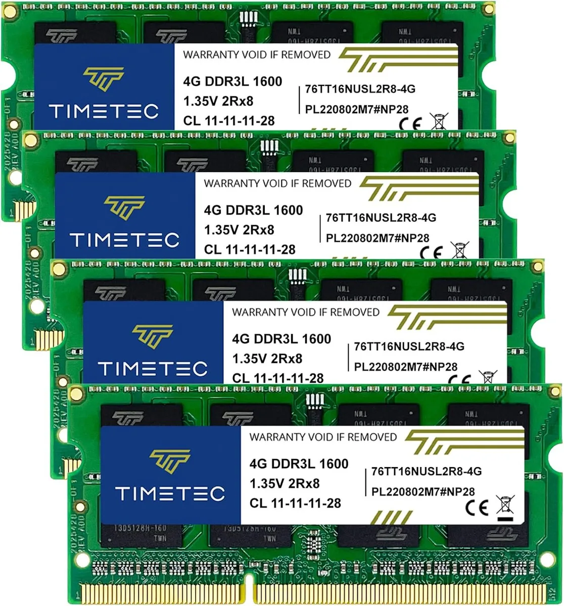 Timetec Timetec 16GB Kit (4x4GB) DDR3L/DDR3 1600MHz CL11 204-Pin SODIMM Laptop RAM — product photo
