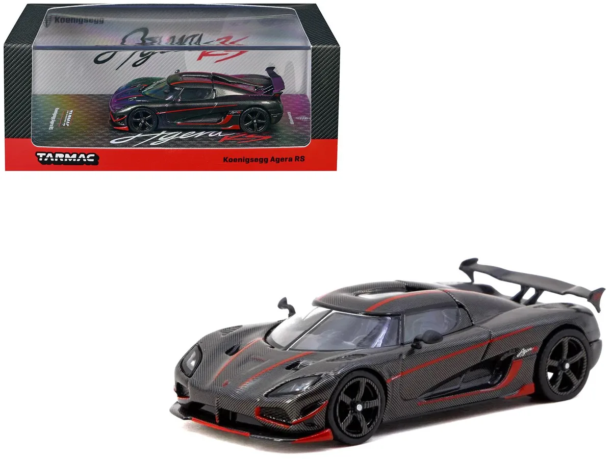 Tarmac Works Tarmac Works Koenigsegg Agera RS Black Carbon Red Accents Global64 1/64 Diecast — product photo